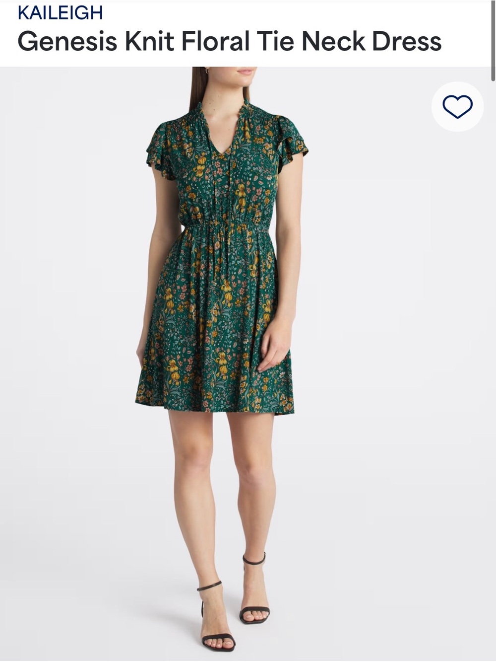 Kaileigh Green Floral V-Neck Midi Dress